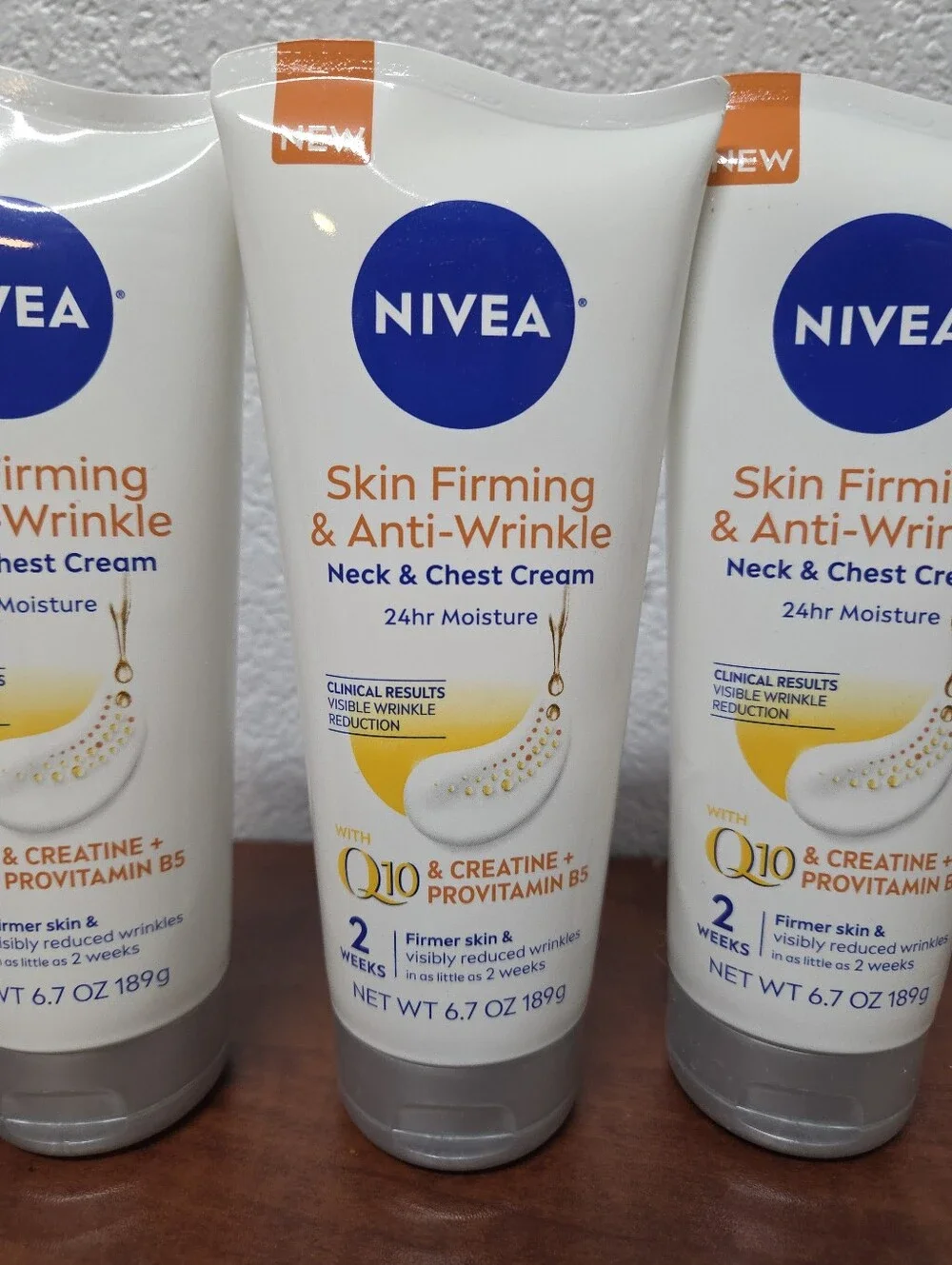 Nivea Skin Firming & Anti Wrinkle Neck & Chest Cream 6.7 Oz Set Of 3 Nwt.